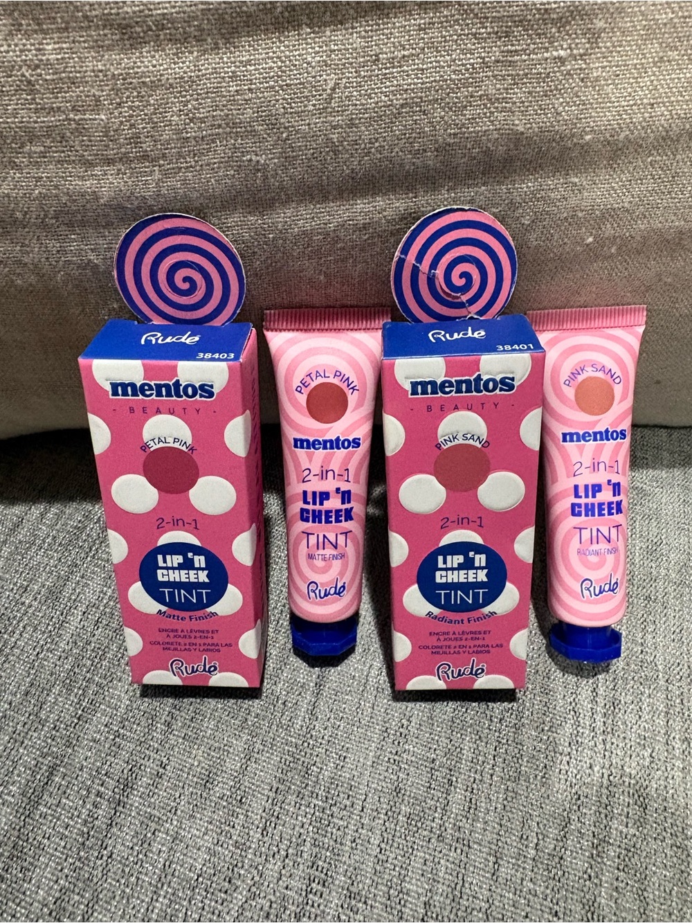 RUDE Mentos 2-in-1 Lip 'n Cheek Tint in Petal Pink and Pink Sand